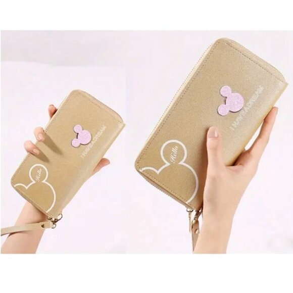 Minnie Mickey Mouse Wristlet Clutch Convertible Long Wallet Disney Theme Blue - Picture 6 of 14